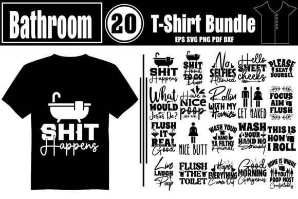 Bathroom T-Shirt Bundle and T-Shirt Designs