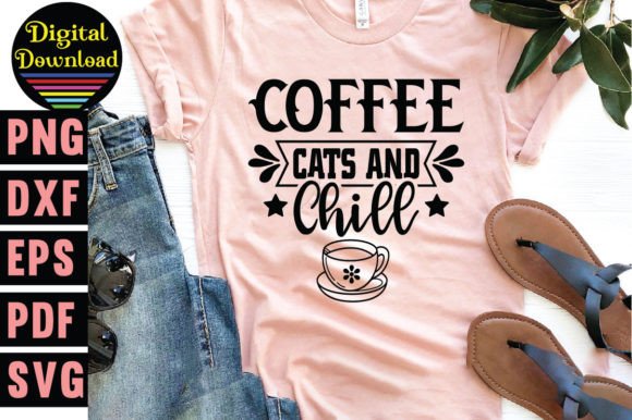 Coffee Cats and Chill Svg, Cat Svg