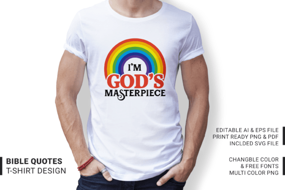 Rainbow, I'm God's Masterpiece T-Shirt Designs